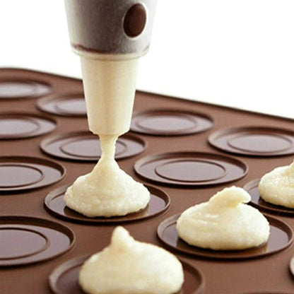 Macron Sheet 30 Cavity Macarons Baking Mat Macaroon mat Silicon Baking mat Macron Baking mat Cake Oven Baking Mould Sheet (Brown)