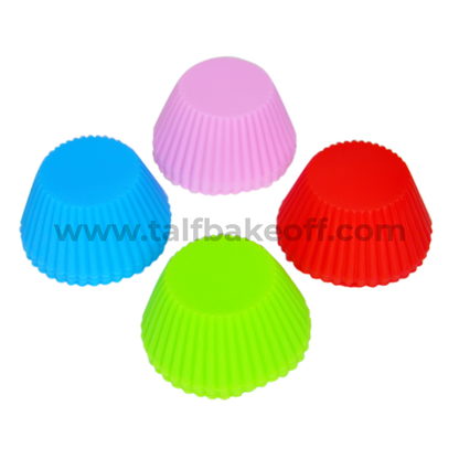 6 pc Muffin Silicone Mould | Cup Cake Mould | Reusable & Nonstick, Multicolor.