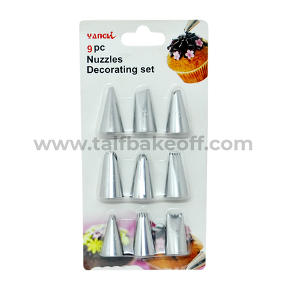 9-Pcs Yangli Nozzle Set | Reusable and Washable | Cake Making Tools