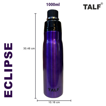 TALF ECLIPSE Stainless Steel Water Bottle, 1000ml, Single Wall, Leakproof Fridge Water Bottle