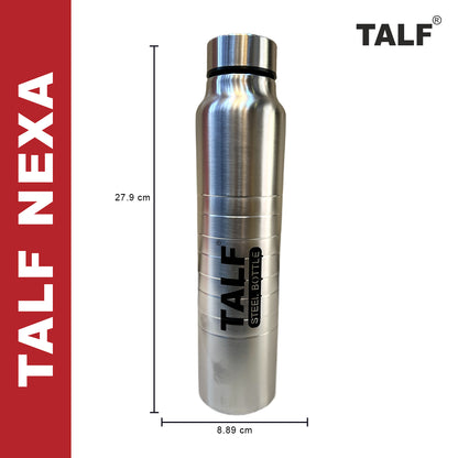 TALF NEXA Stainless Steel Water Bottle, 1000ml, Single Wall, Leakproof, fridge water bottle