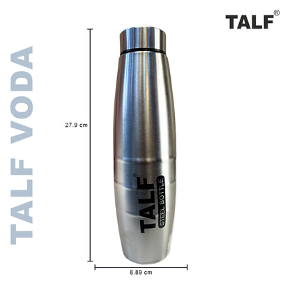 TALF VODA Stainless Steel Water Bottle, 1000ml, Single Wall, Leakproof fridge water bottle