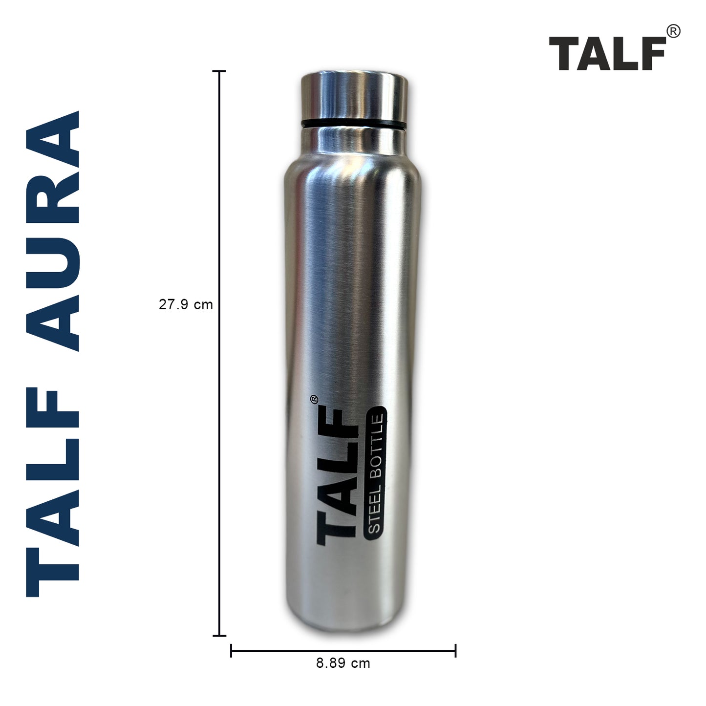 TALF AURA Stainless-steel Water Bottle, 1000ml, Single Wall, Leakproof, fridge water bottle