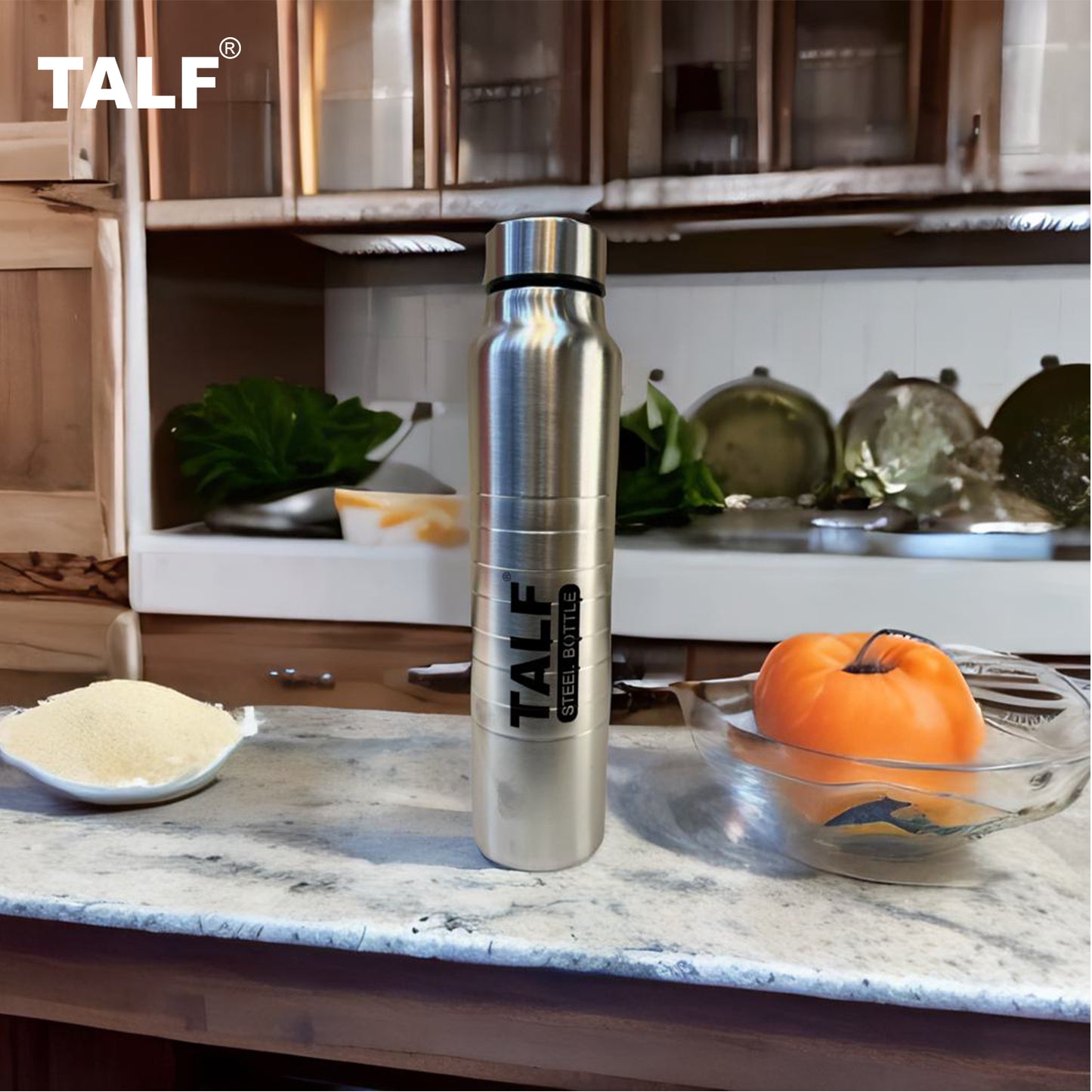 TALF NEXA Stainless Steel Water Bottle, 1000ml, Single Wall, Leakproof, fridge water bottle