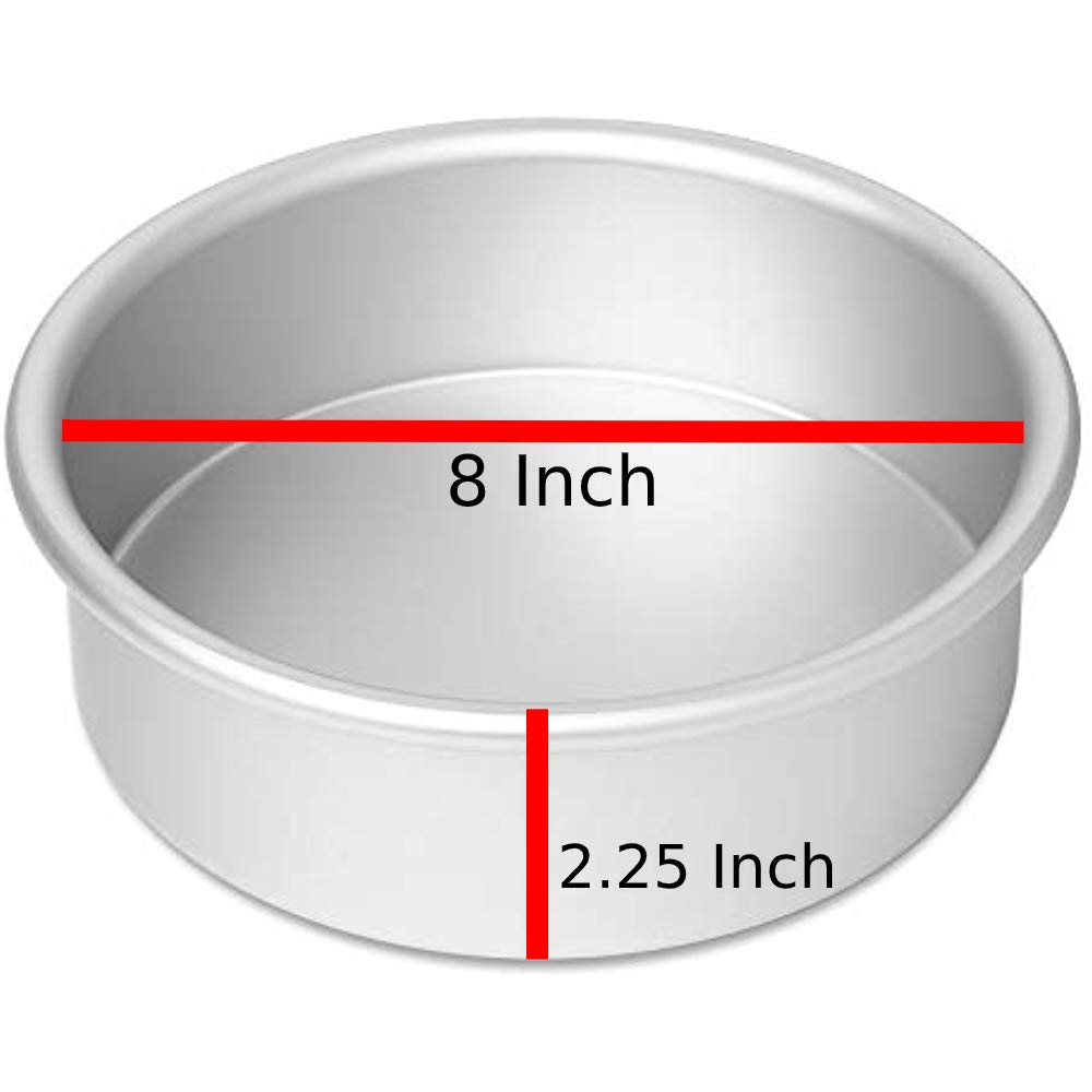 Talf Premium Aluminium Baking Round Cake Pan/Mould for Microwave Oven - 8" Diameter x 2.5" Height for 1Kg Cake