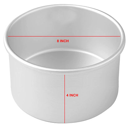 Round Aluminium Cake tin for Microwave Oven, 8 Inch Diameter and 4 Inch Depth