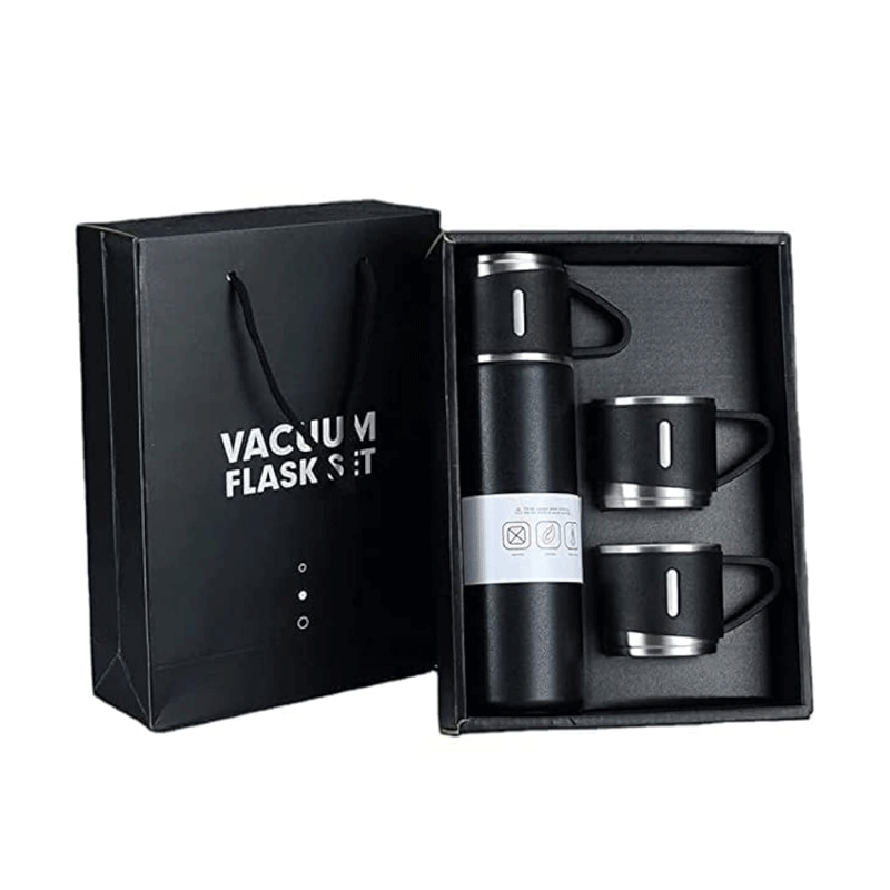 Vaccum Insulated Flask 500ml, Double Wall Stainless Steel Thermal Bottle with Lid 3 Cup for Hot & Cold Drink Water, Tea, Coffee Travel Mug Thermos